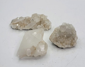 Set of 3 Quartz Point Clusters Birthday Gift for Mom Dad Natural Crystal