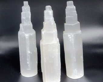 FREE GIFT! 8" Selenite Tower Birthday Gift for Mom Home Decor Natural Crystal Wiccan Pagan