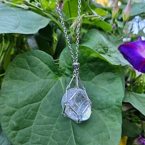 Cage Pendant Necklace - Stainless Steel Use Any Stone Necklace Christmas Stocking Stuffers Quartz Crystal