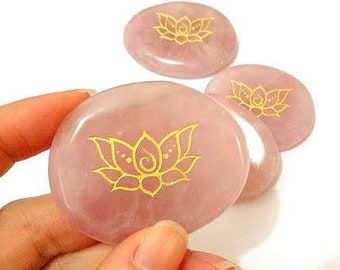 Lotus Rose Quartz Pocket Palm Stones Gift for Best Friend Mother Sister Florist