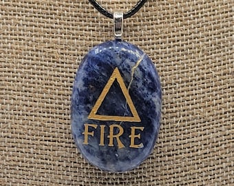 LAPIS FIRE Elements Stone Pendant Necklace Gift for Mom Sister Best Friend Dad Brother Father