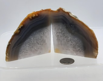 Brown and Grey Agate Bookends Gift for Librarian Lawyer Secretary Mother Father