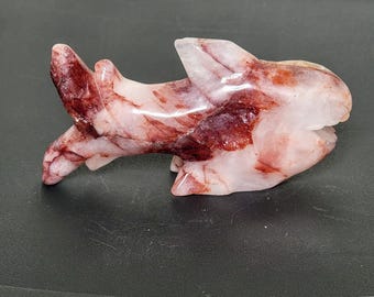 Fire Quartz Carved SHARK Figurine Gift for Mom Dad Best Friend
