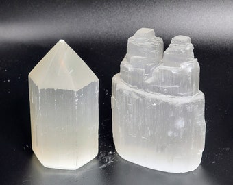 FREE GIFT! Selenite Tower BUNDLE! Birthday Gift for Mom Home Decor Natural Crystal Wiccan Pagan