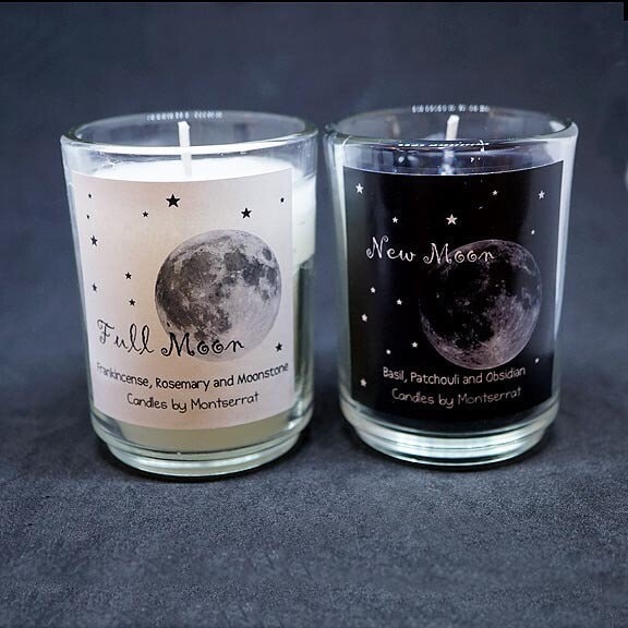 Set of 2 Moon Ritual Candles Full Moon New Moon Spells Etsy
