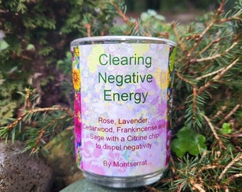 Clear Negative Energy Candle Frankincense Rose Lavender Cedarwood Sage Wiccan Pagan Mother Sister Best Friend Gifts