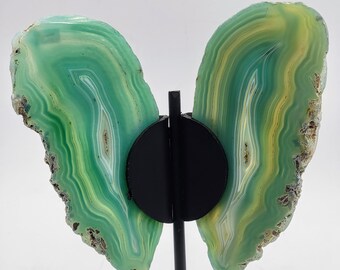 Green Agate Butterfly Figurine on Stand Christmas Gift Him Her Brother Sister Best Friend Stocking Stuffers