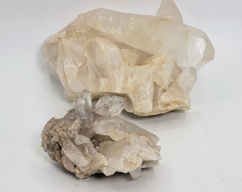 Set of 2 Quartz Point Clusters Birthday Gift for Mom Dad Natural Crystal Bundle Deal