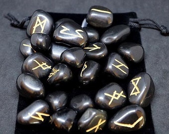BUY 1 GET 1 50% Off! Black Tourmaline Runes, Christmas Gift for Crystal Lover, Rocks Minerals, Wiccan Pagan Stocking Stuffers