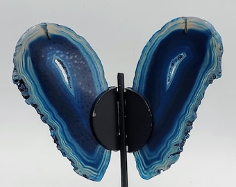 Blue Agate Butterfly Figurine on Stand Christmas Gift Him Her Brother Sister Best Friend Stocking Stuffers