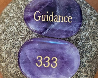 333 in Amethyst Palm Stone, Guidance - Inspirational Gift