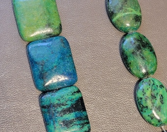 Azurite Malachite Bead Strands - You Choose Rectangle or Oval Jewelry Makers Craft Arts