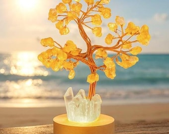 Citrine Tree Light Bedside Lamp Bathroom Den Office Library