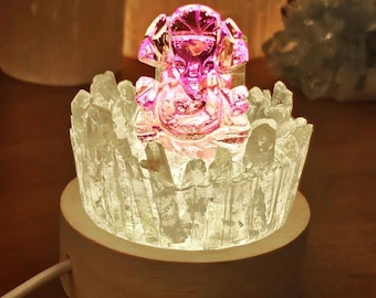 Quartz Point Sanctuary Lamp Ganesh Rising Remover of Obstacles Meditation Light
