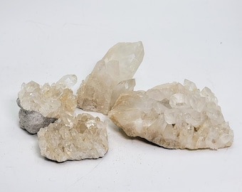 Set of 4 Quartz Point Clusters Birthday Gift for Mom Dad Natural Crystal Bundle Deal