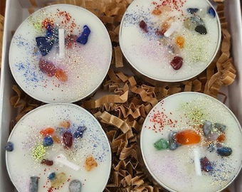 Set of 4 CHAKRA Soy Tea Lights Candles