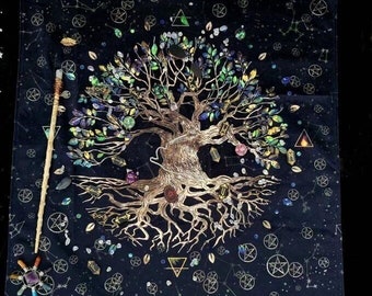 Tree of Life Altar Cloth - Best Seller! Birthday Gift for Mom, Wicca, Pagan, Wiccan, Gifts, Home Decor Constellations
