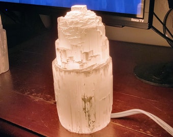 6" Selenite LAMP! Birthday Gift for Mom Home Decor Natural Crystal Wiccan Pagan