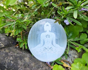 Selenite Engraved Palm Stones - Yoga Gift for Mom Daughter Best Friend
