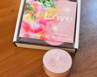Set of 4 LOVE Soy Tea Lights Candles