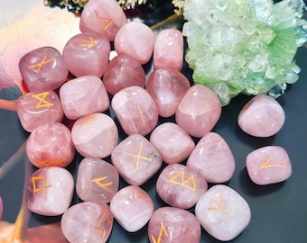 Rose Quartz Runes Set with Chart