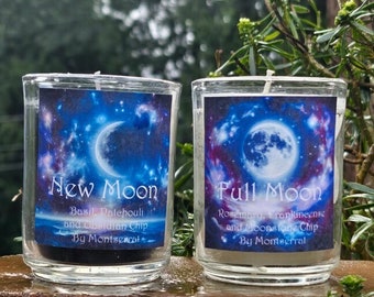 Set of 2 Moon Ritual Candles!  Full Moon, New Moon, Spells Rituals, Birthday Gift for Mom Sister