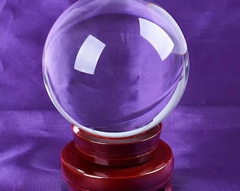 FREE SHIP! 120mm 5" Clear Crystal Ball with Stand, Birthday Gift for Best Friend, Wiccan, Pagan, Spells, Rituals, Tarot Readings