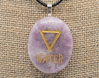 LEPIDOLITE WATER Elements Stone Pendant Necklace Gift for Mom Sister Best Friend Dad Brother Father