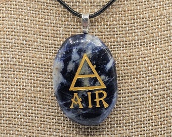 SODALITE AIR Elements Stone Pendant Necklace Gift for Mom Sister Best Friend Dad Brother Father