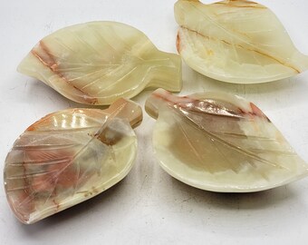 Green Onyx Leaf Shaped Bowl Christmas Gift Him Her Brother Sister Best Friend Stocking Stuffers