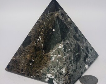 4" Tall Black Zebra Jasper Pyramid with Gift Box