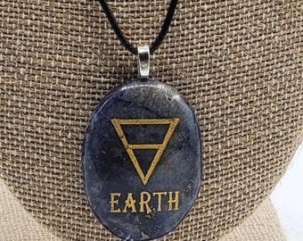 LAPIS EARTH Elements Stone Pendant Necklace Gift for Mom Sister Best Friend Dad Brother Father