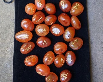 Carnelian Runes, Birthday Gift for Mom, Stocking Stuffers for Crystal Lover, Rocks Minerals, Wiccan Pagan, Red Stones
