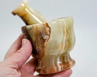 3" Tall Pakistan Onyx Mortar & Pestle