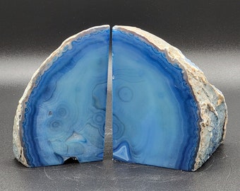Natural Agate Bookends Blue Mothers Day Gift for Mom
