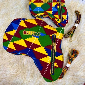 Africa Map shaped Ankara backpack with zippers/ African Kente Print Fabric backpack/ Convertible Shoulder Bag / Backpack / Handbag /Bag