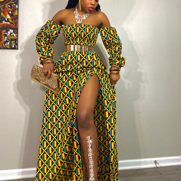 Robe de mariée africaine /Women’s Dashiki/ Kente/ Ankara/ Imprimé africain/ Vêtements africains/ Femmes africaines/ Robe de mode africaine/ Robe de bal