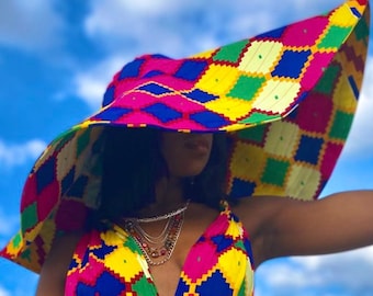 Ankara Oversized Sun Hat Summer Hat Giant Ankara Hat Big