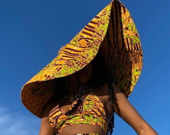 Ankara Oversized sun hat / summer hat/ Giant Ankara hat / Big Floppy Hat/ Ankara Sun Visor / Wide Brim Beach Hats For Women /Headwrap Visor