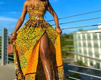 Afrikanischer Print Maxirock mit Reißverschlussschlitz, Langer Gewickelt Rock, Ankara Rock, Langer Maxirock / Afrikanische Kleidung für Frauen / Sommerrock