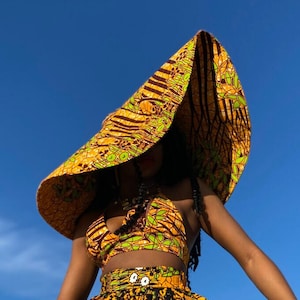 Ankara Oversized sun hat / summer hat/ Giant Ankara hat / Big Floppy Hat/ Ankara Sun Visor / Wide Brim Beach Hats For Women /Headwrap Visor image 1