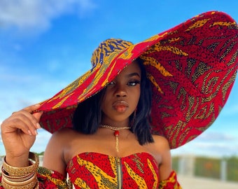 Ankara Oversized sun hat / summer hat/ Giant Ankara hat / Big Floppy Hat/ Ankara Sun Visor / Wide Brim Beach Hats For Women /Headwrap Visor