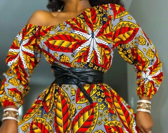 Afrikanisches Kurzes Stretchkleid / Afrikanisches Hochzeitskleid / Frauen Dashiki / Kente / Ankara / Afrikanische Kleidung / Afrikanischer Druck / Afrikanisches Modekleid