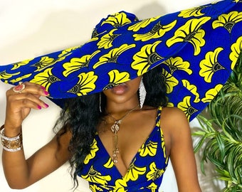 Ankara Oversized sun hat / summer hat/ Giant Ankara hat / Big Floppy Hat/ Ankara Sun Visor / Wide Brim Beach Hats For Women /Headwrap Visor