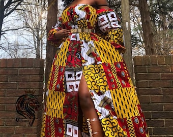 african print evening dresses
