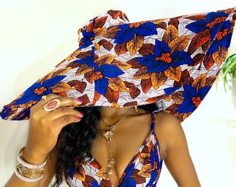 Ankara Oversized sun hat / summer hat/ Giant Ankara hat / Big Floppy Hat/ Ankara Sun Visor / Wide Brim Beach Hats For Women /Headwrap Visor