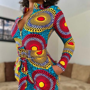 Stretchy  Patch Ankara/ Dashiki/ Kente/ African print Skirt Jumpsuit