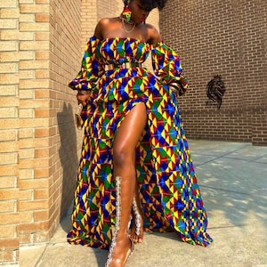 African Wedding dress /Women's Dashiki/ Kente/ Ankara/ African print/ African Clothing/ Africa ladies/ African fashion Dress/ Prom Dress image 1