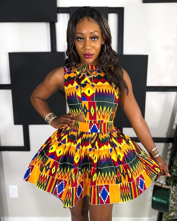 ZAS KENTE PRINT DRESS (STRETCHY AFRICAN PRINT PATTERN) - Chimzi