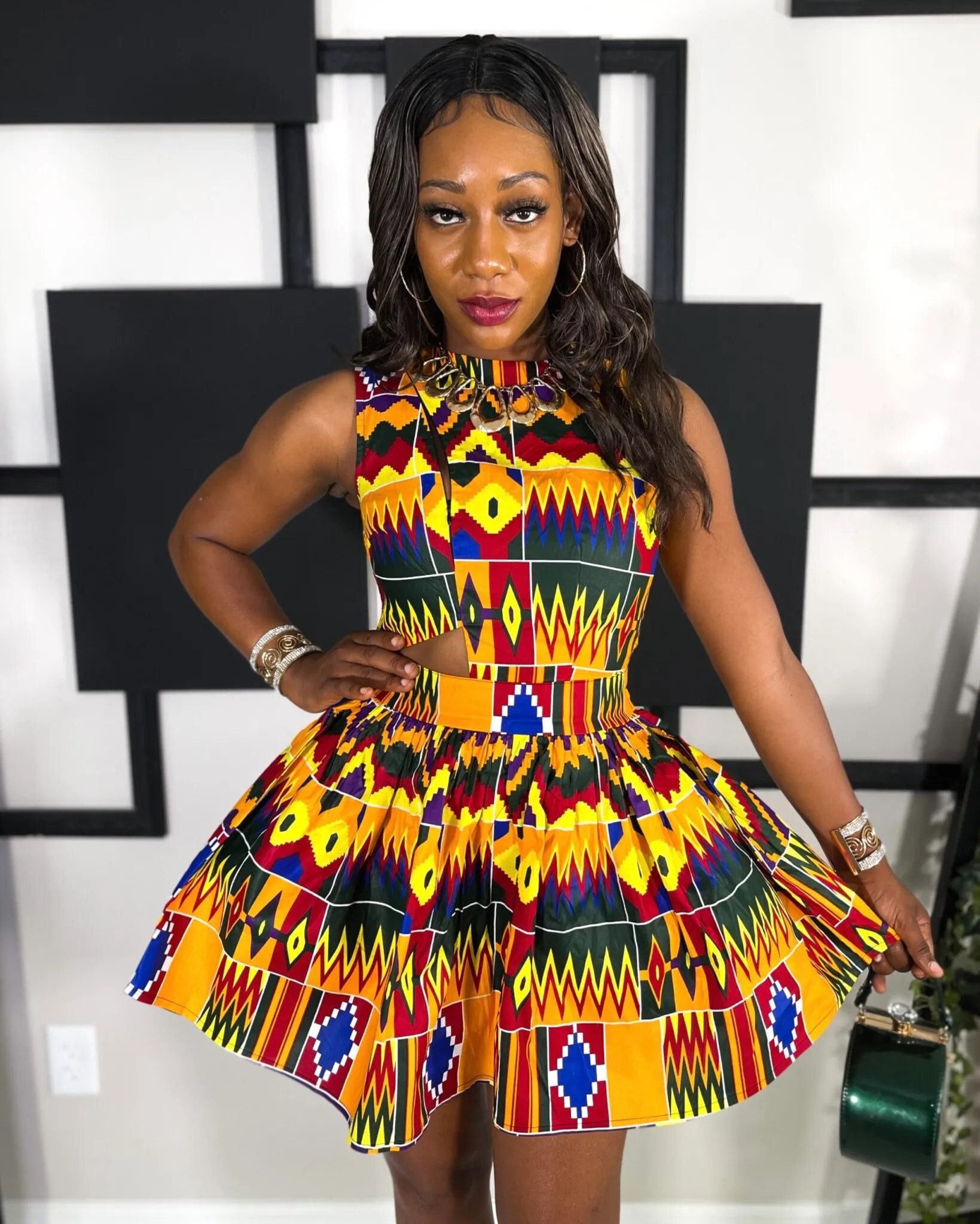 African Kente Dress, African Women Clothing, African Attire, African Fashion.  